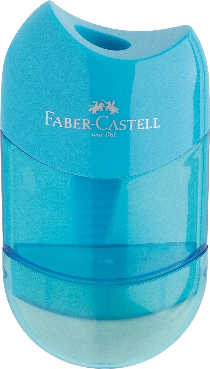 фото Faber castell точилка-мини с контейнером и ластиком, набор цветов faber-castell
