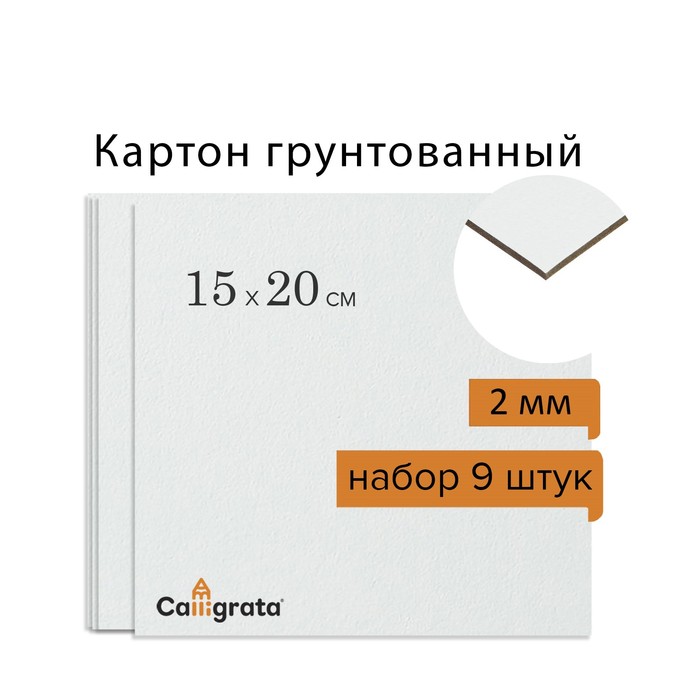 

Картон Calligrata грунтованный 15 х 20 см толщина 2 мм акриловый грунт в наборе 9 шт