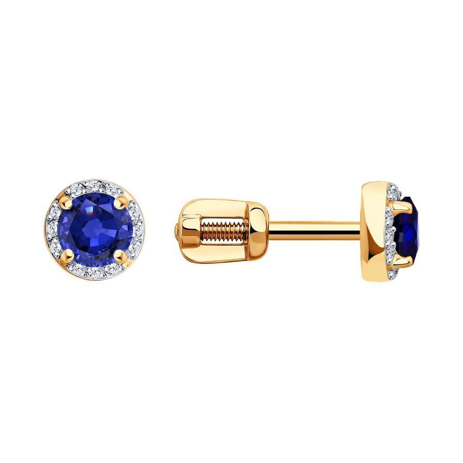 

Серьги из красного золота ЯХОНТ Золотой 261339, бриллиант/корунд, 261339