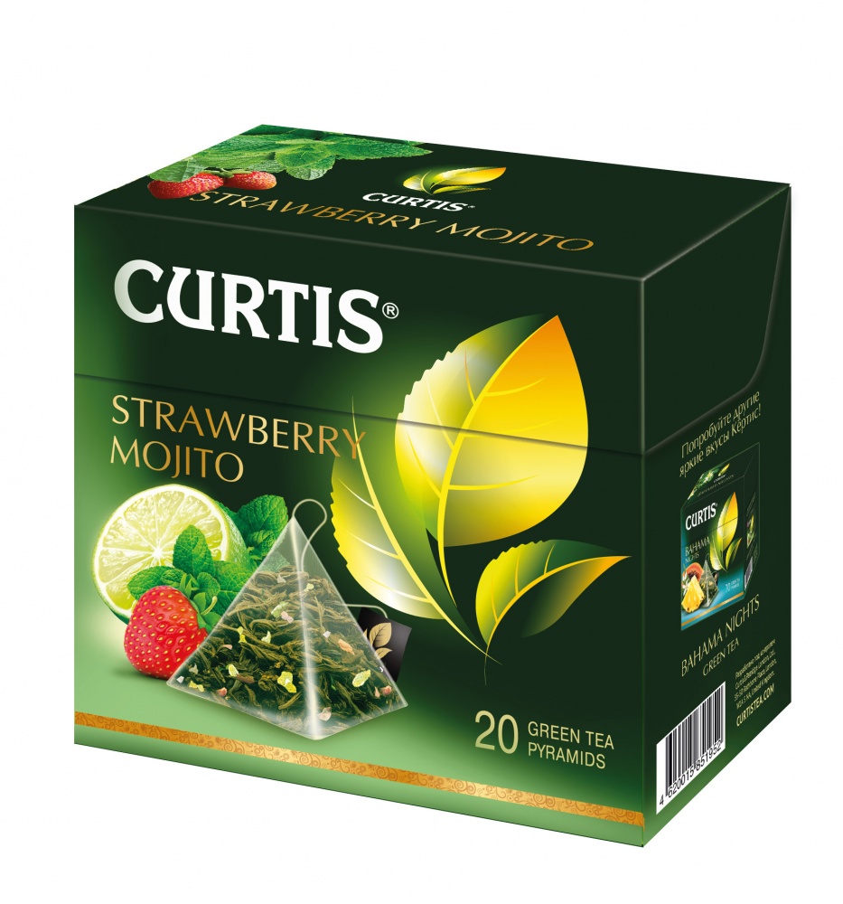 Чай Curtis Strawberry Mojito зеленый с добавками 20 пирамидок