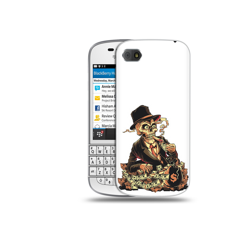 

Чехол MyPads Tocco для BlackBerry Q10 нарисованный череп с сигаретой, Прозрачный, Tocco