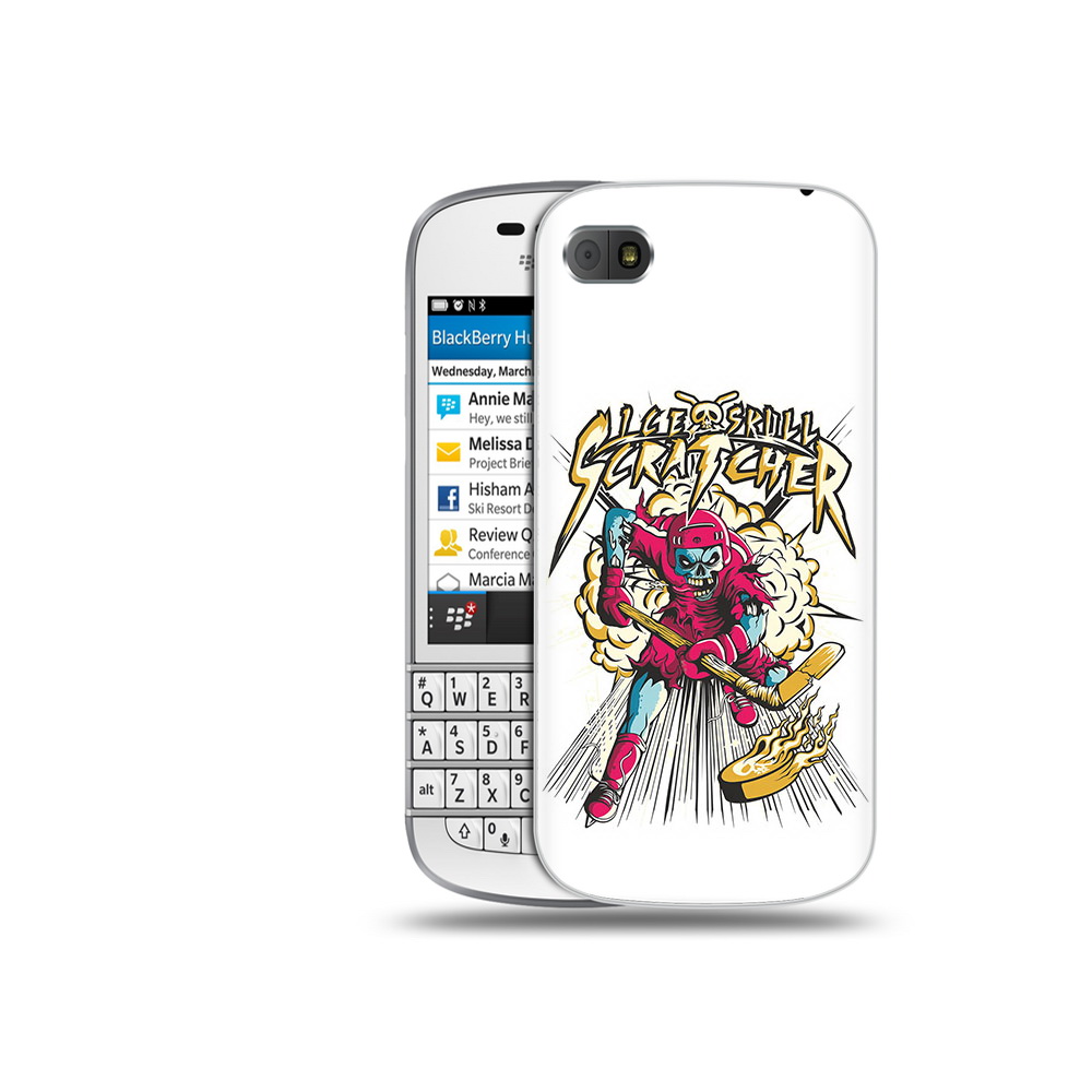 

Чехол MyPads Tocco для BlackBerry Q10 нарисованный скелет хоккеист, Прозрачный, Tocco