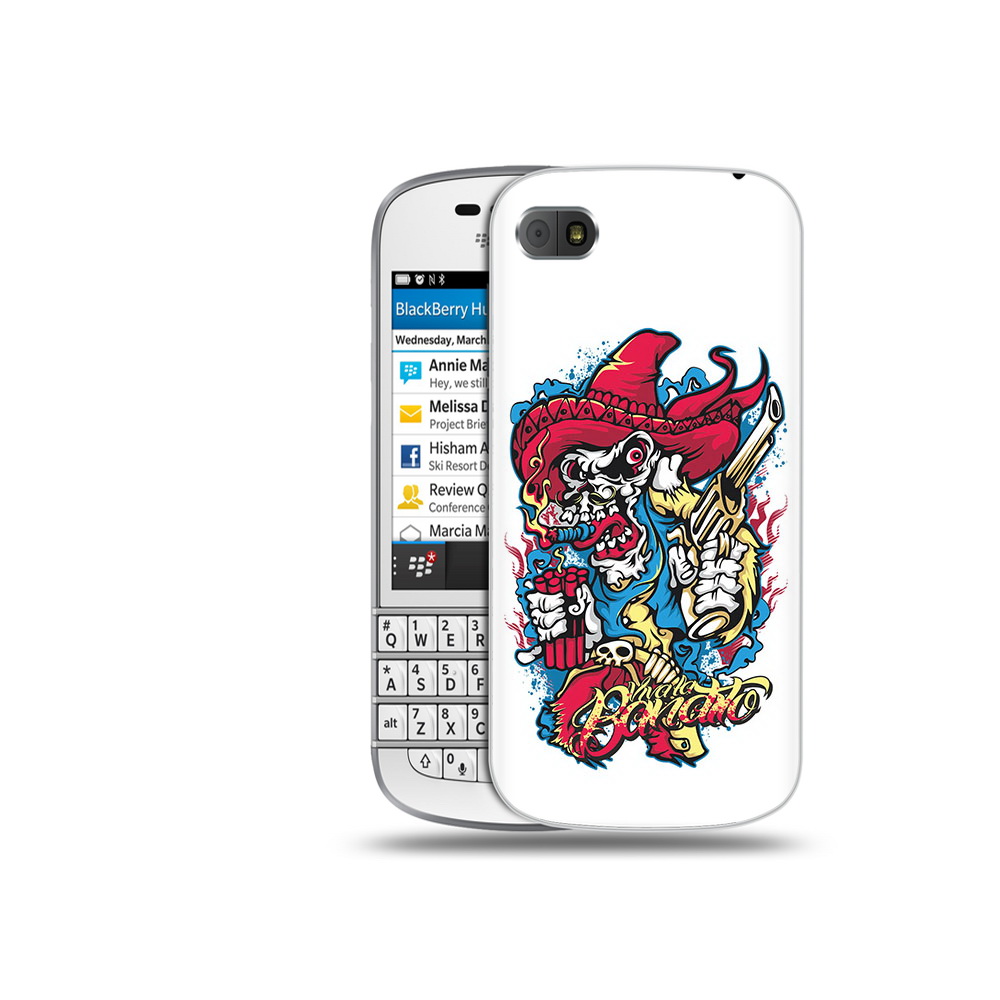 

Чехол MyPads Tocco для BlackBerry Q10 нарисованный скелет с писталетом, Прозрачный, Tocco