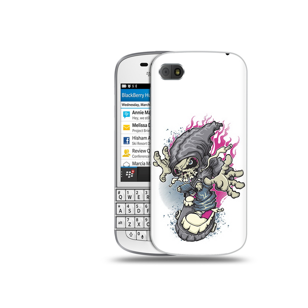 

Чехол MyPads Tocco для BlackBerry Q10 нарисованный скелет на скейт борде, Прозрачный, Tocco