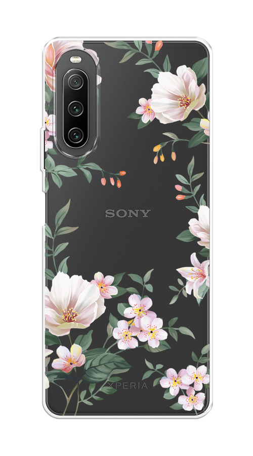 

Чехол на Sony Xperia 10 IV "Beautiful white flowers", Бежевый;зеленый, 55250-1