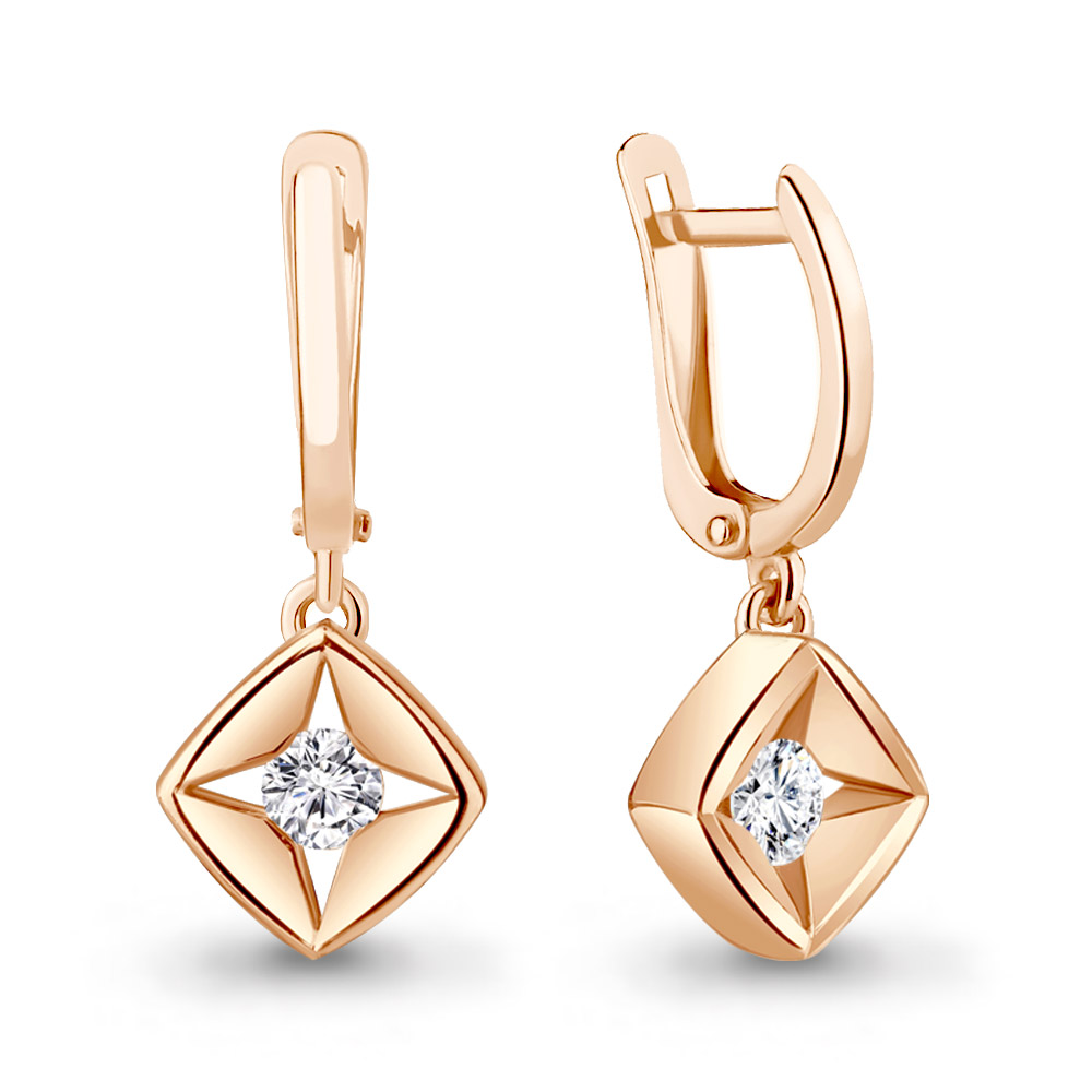 

Серьги подвески из красного золота ЯХОНТ Золотой 2723930, фианит, 2723930