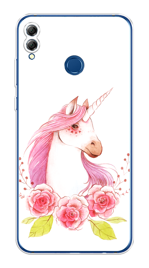 

Чехол на Honor 8X / Хонор 8Х "Единорог цветы", Белый;розовый;серый, 66750-1