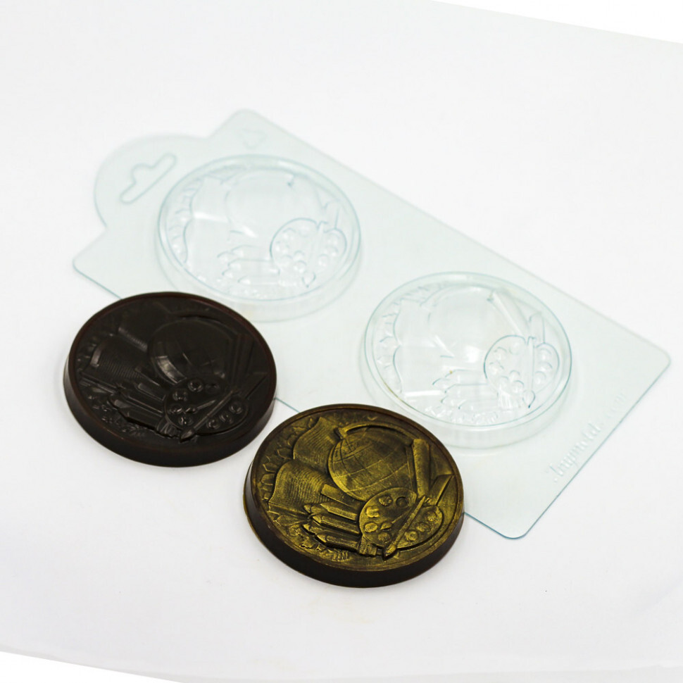 

Форма для шоколада пластиковая AnyMolds медаль школьная, Прозрачный