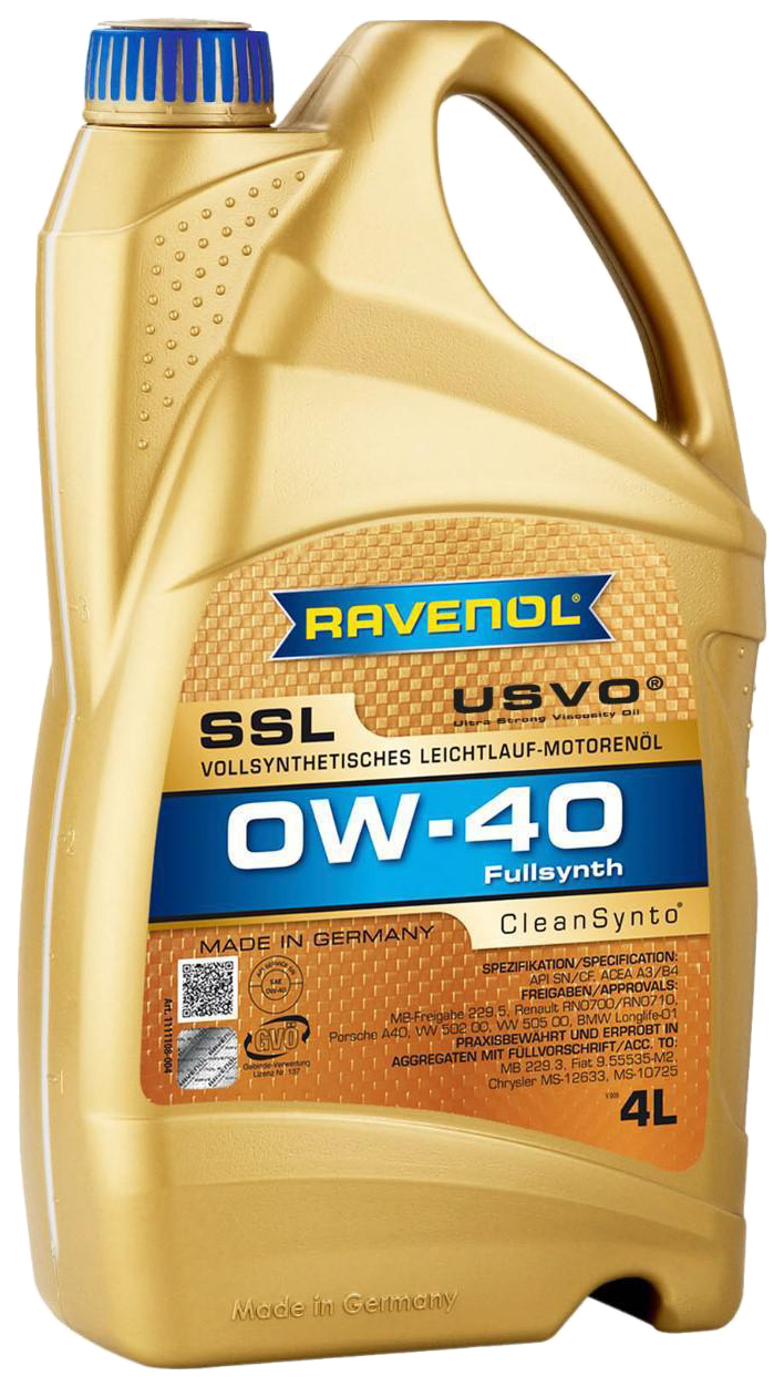 

Моторное масло Ravenol синтетическое Super Synthetik Oel SSL 0w40 4л