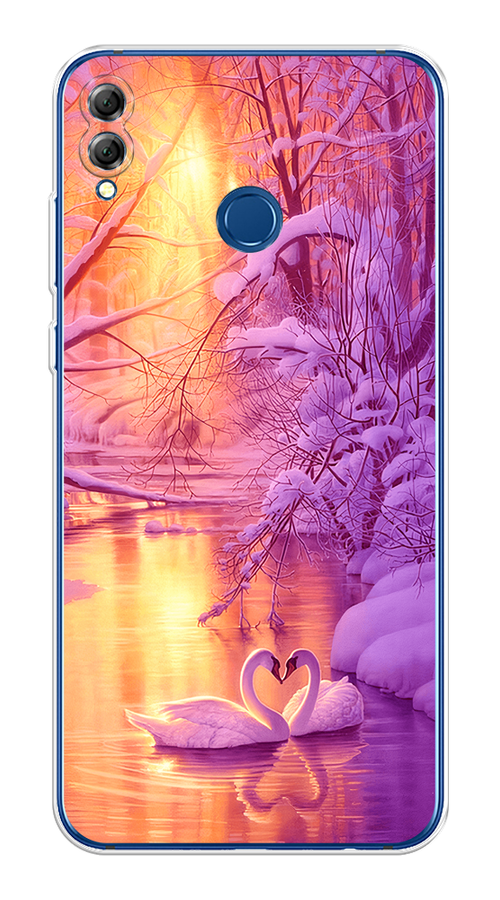 

Чехол на Honor 8X / Хонор 8Х "Зима 1", Фиолетовый;желтый, 66750-2