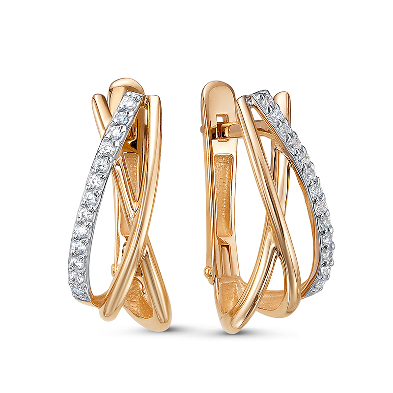 

Серьги из красного золота ЯХОНТ Золотой 265410, фианит, 265410