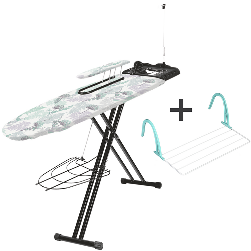 фото Складная гладильная доска inhome с розеткой и подставкой для утюга парогенератора