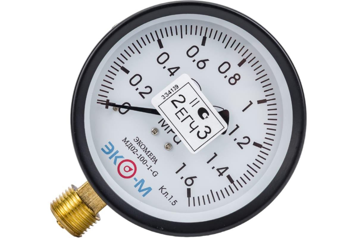 Манометр ЭКО-М Экомера МД02-100мм 0..1,6 МПа G1\2 (Эконом) МД02-100-G-1,6МПа-ЭИ