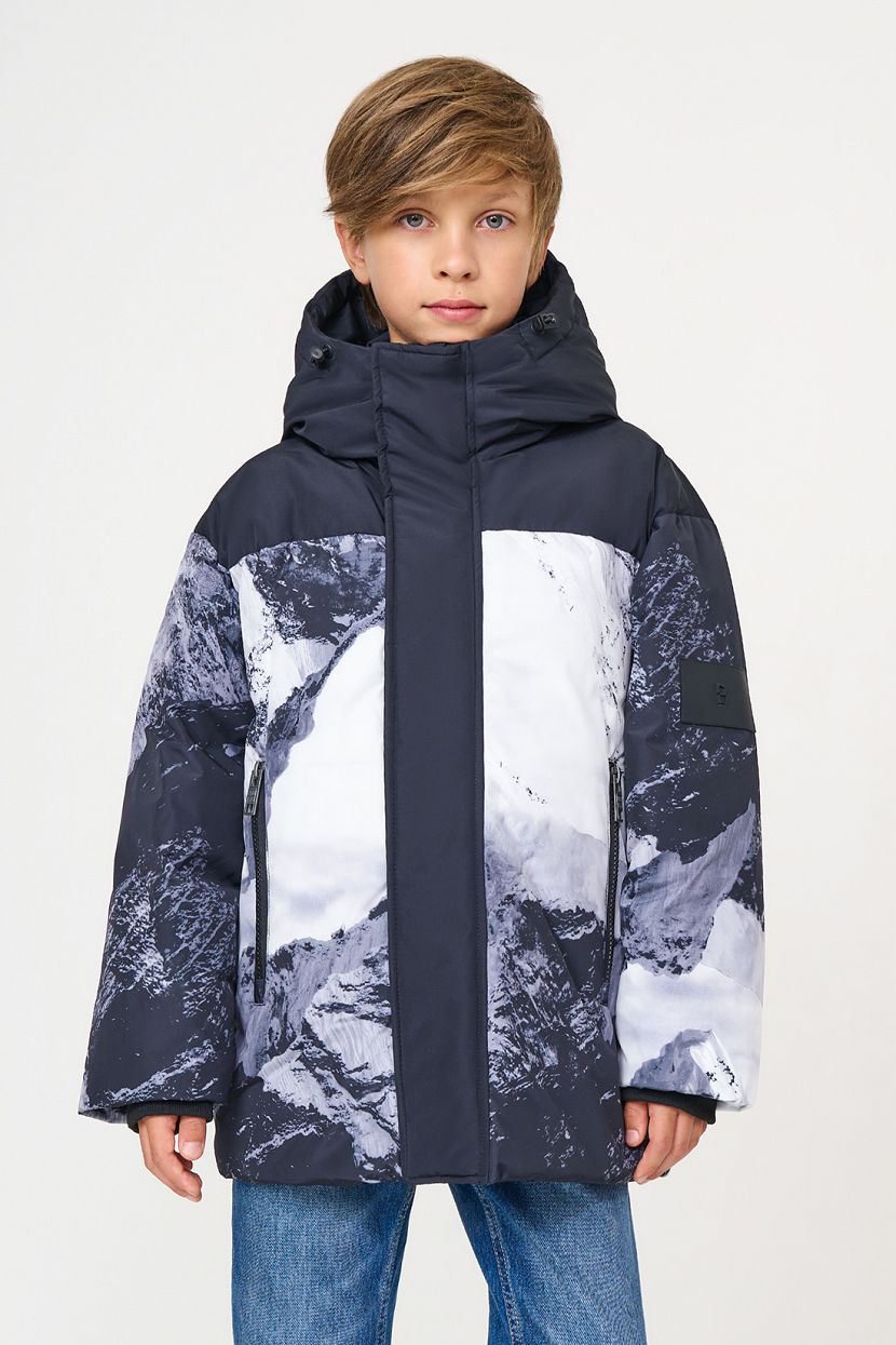 

Пуховик детский Baon BK5023506, BLACK-WHITE PRINTED, 128, Черный, BK5023506