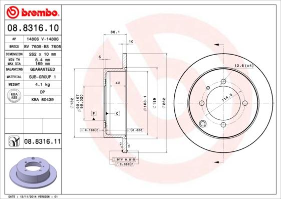 

Тормозной диск brembo 08831610