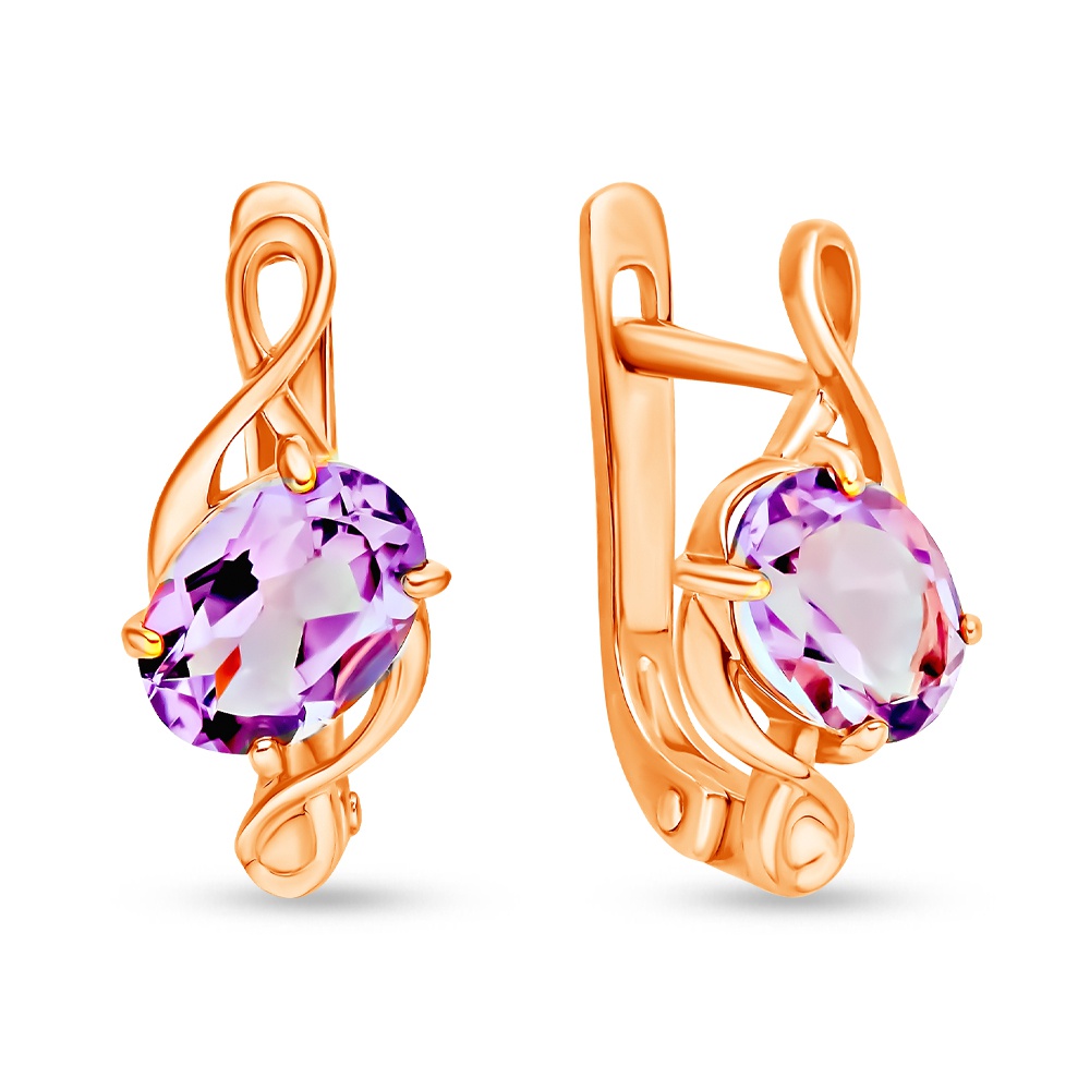 

Серьги из красного золота 585Gold 202010683, аметист, 202010683