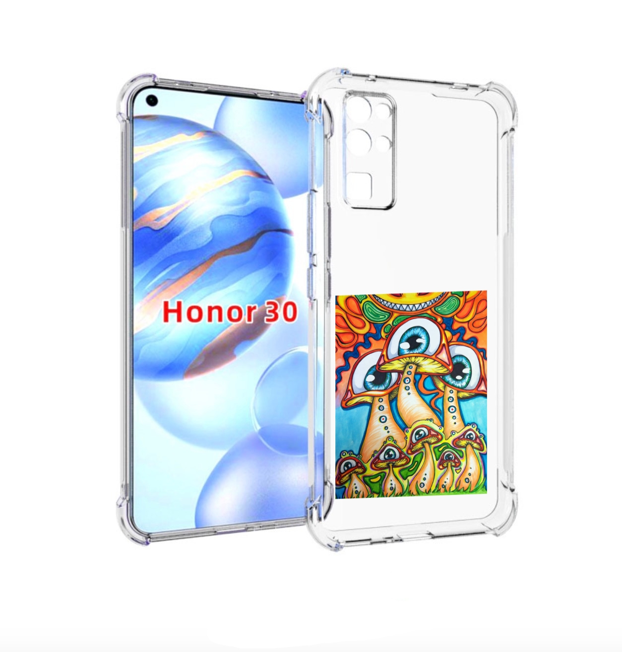 

Чехол бампер MyPads грибы с глазами для Honor 30 (BMH-AN10) прот, Прозрачный, Tocco