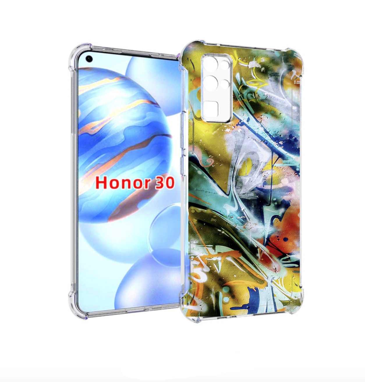 

Чехол бампер MyPads граффити-хаос для Honor 30 (BMH-AN10) против, Прозрачный, Tocco