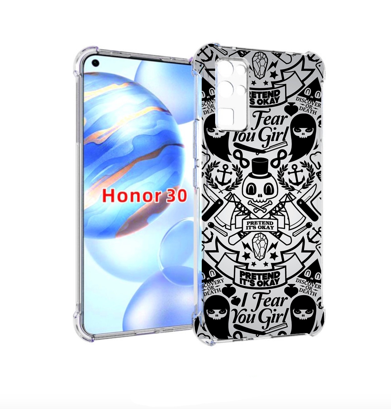

Чехол бампер MyPads готический-принт для Honor 30 (BMH-AN10) про, Прозрачный, Tocco