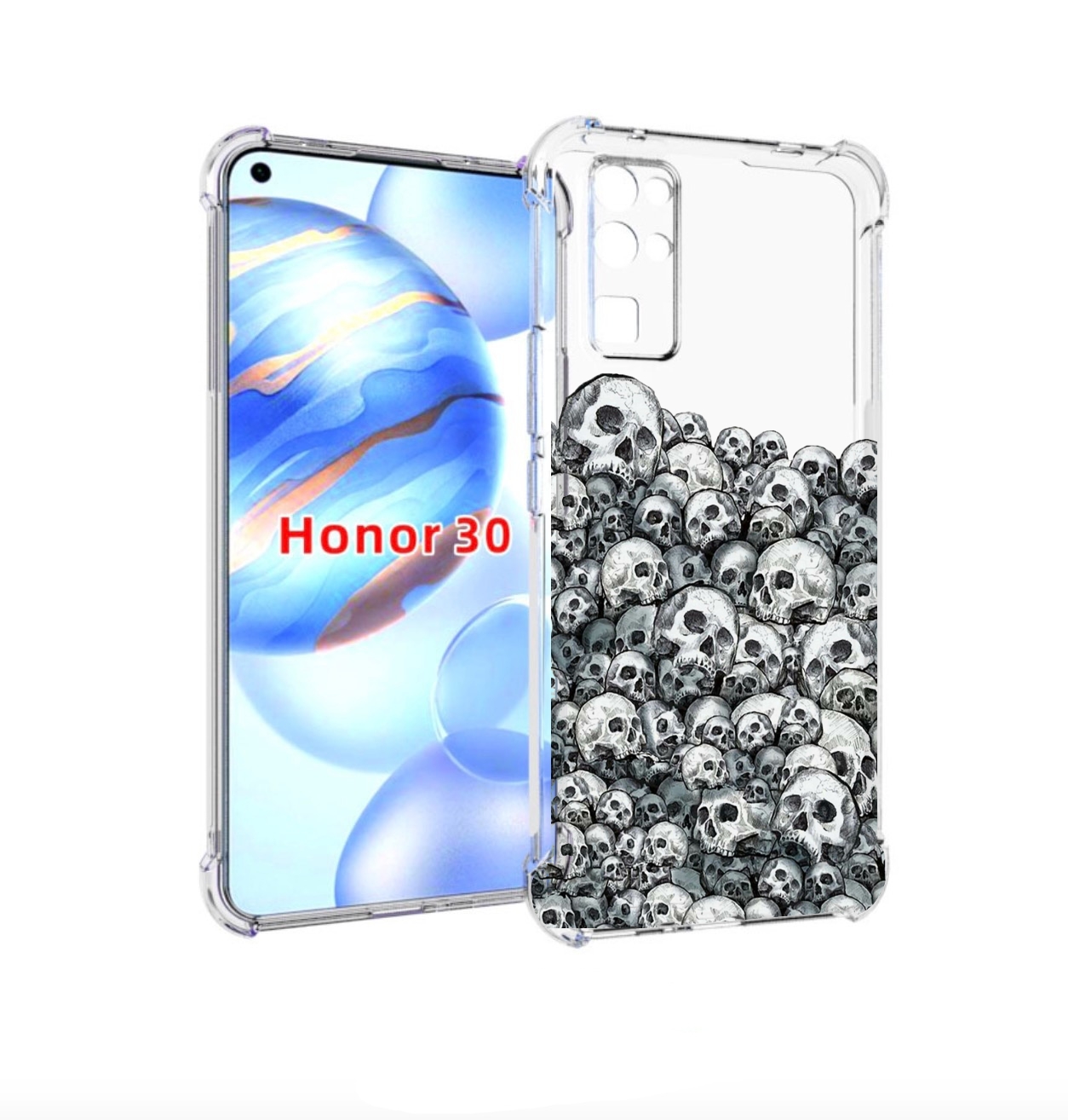 

Чехол бампер MyPads гора из черепов для Honor 30 (BMH-AN10) прот, Прозрачный, Tocco