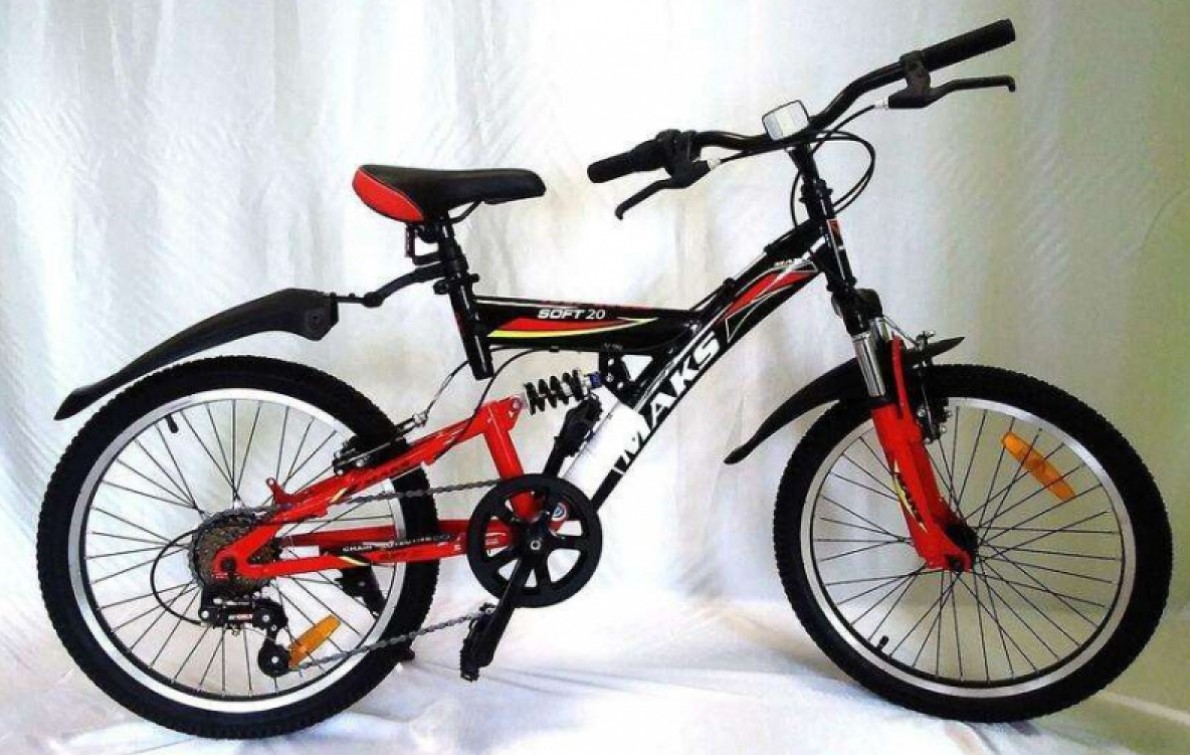 фото Велосипед maks soft v двухподвесный 6-ск. рама 14 красный колеса 20