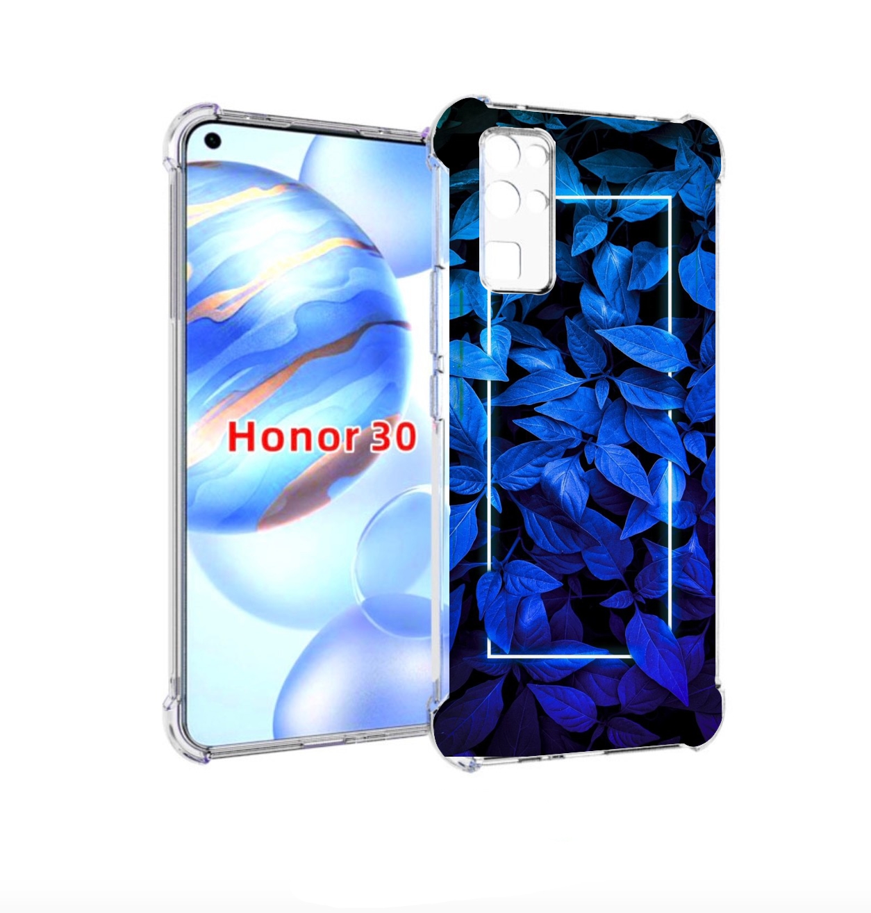 

Чехол бампер MyPads голубые цветочки неон для Honor 30 (BMH-AN10, Прозрачный, Tocco