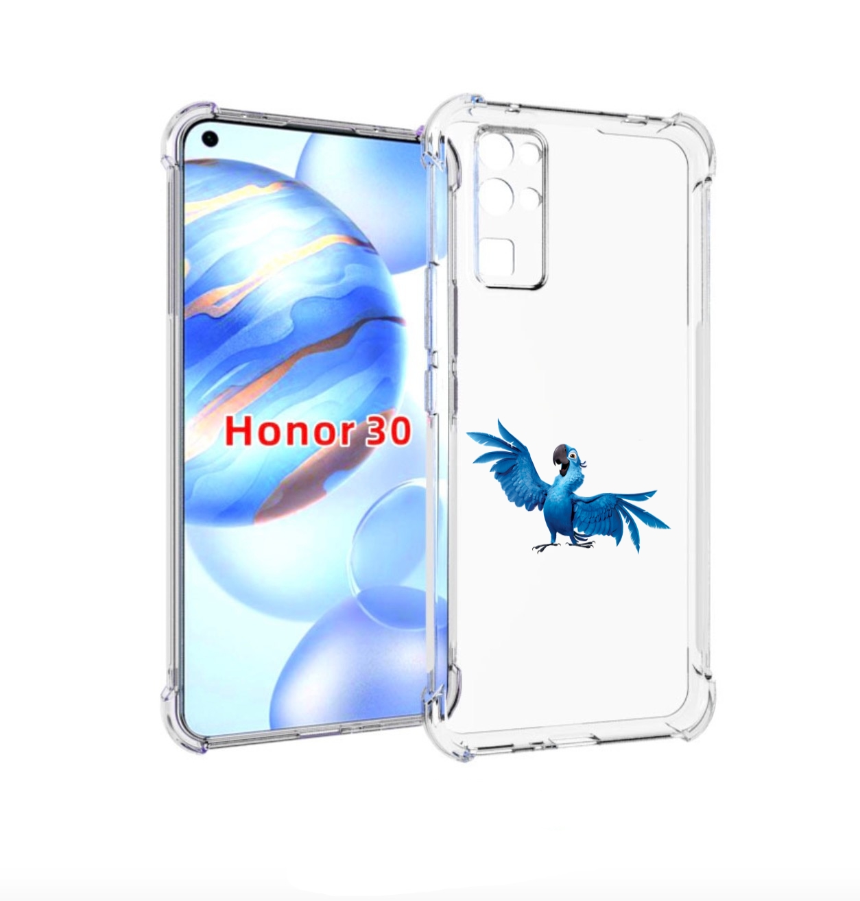 

Чехол бампер MyPads голубой-попугайчик для Honor 30 (BMH-AN10) п, Прозрачный, Tocco