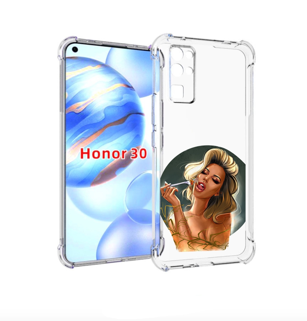 

Чехол бампер MyPads голодная-девушка-модель женский для Honor 30, Прозрачный, Tocco