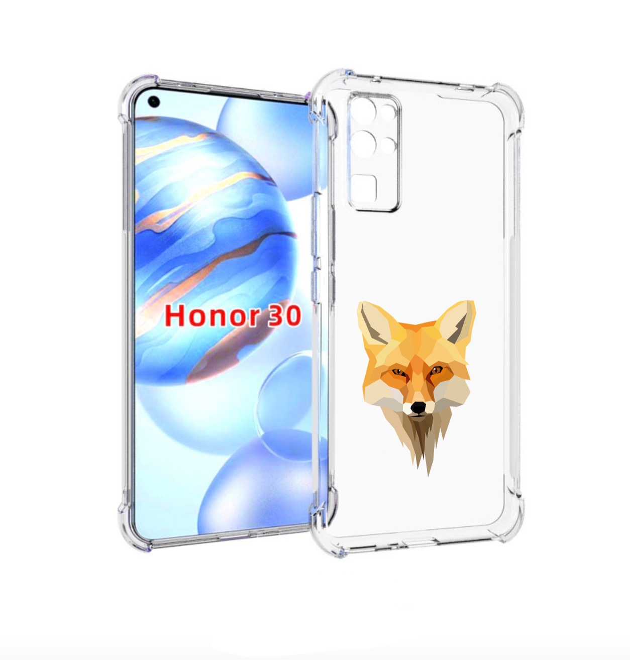 

Чехол бампер MyPads голова-лисы для Honor 30 (BMH-AN10) противоу, Прозрачный, Tocco