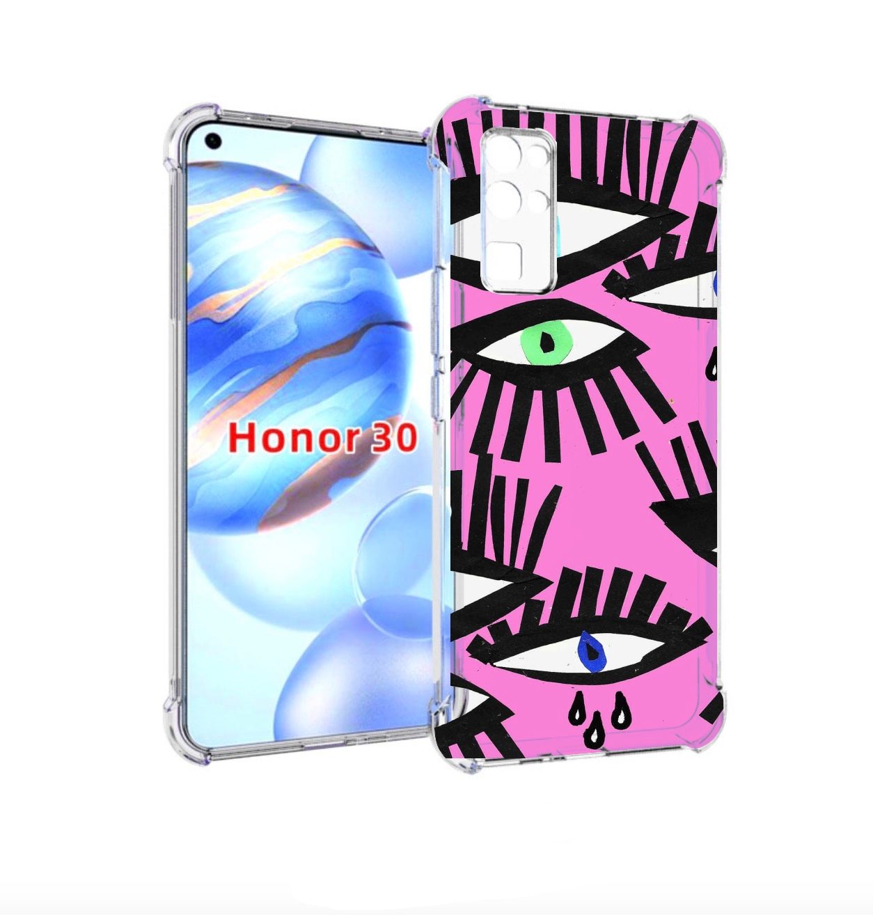 

Чехол бампер MyPads глазки абстракция для Honor 30 (BMH-AN10) пр, Прозрачный, Tocco