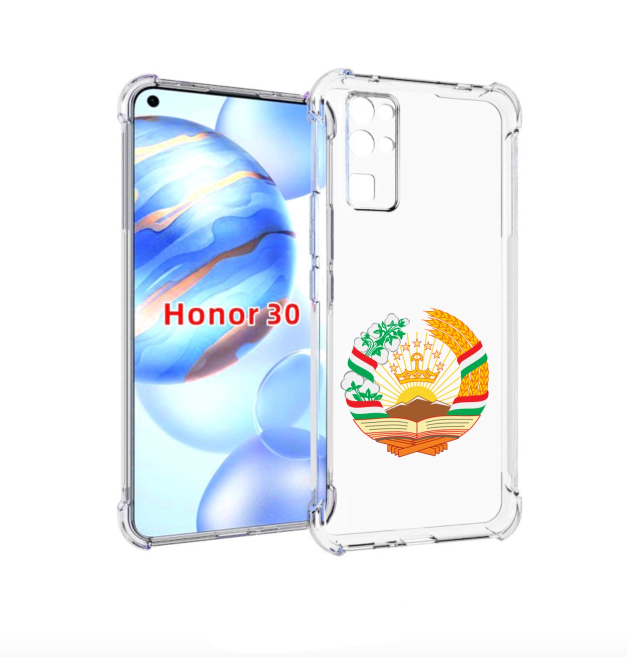 

Чехол бампер MyPads герб-таджикистана для Honor 30 (BMH-AN10) пр, Прозрачный, Tocco