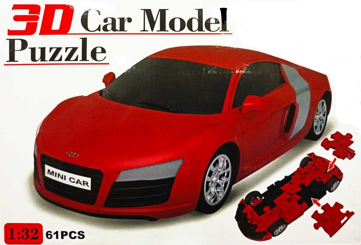 Пазл 3D ABtoys Модель автомобиля 61 деталь, масштаб 1:32 - Ba2618-Red держатель планшета siger между сиденьями автомобиля тканевый