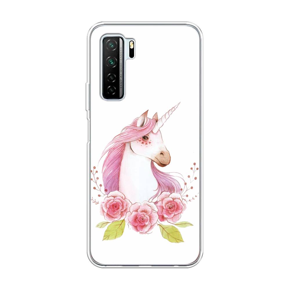 

Чехол на Huawei Nova 7 SE/P40 Lite 5G/Honor 30S Global "Единорог цветы", Белый;розовый;серый, 6102950-1