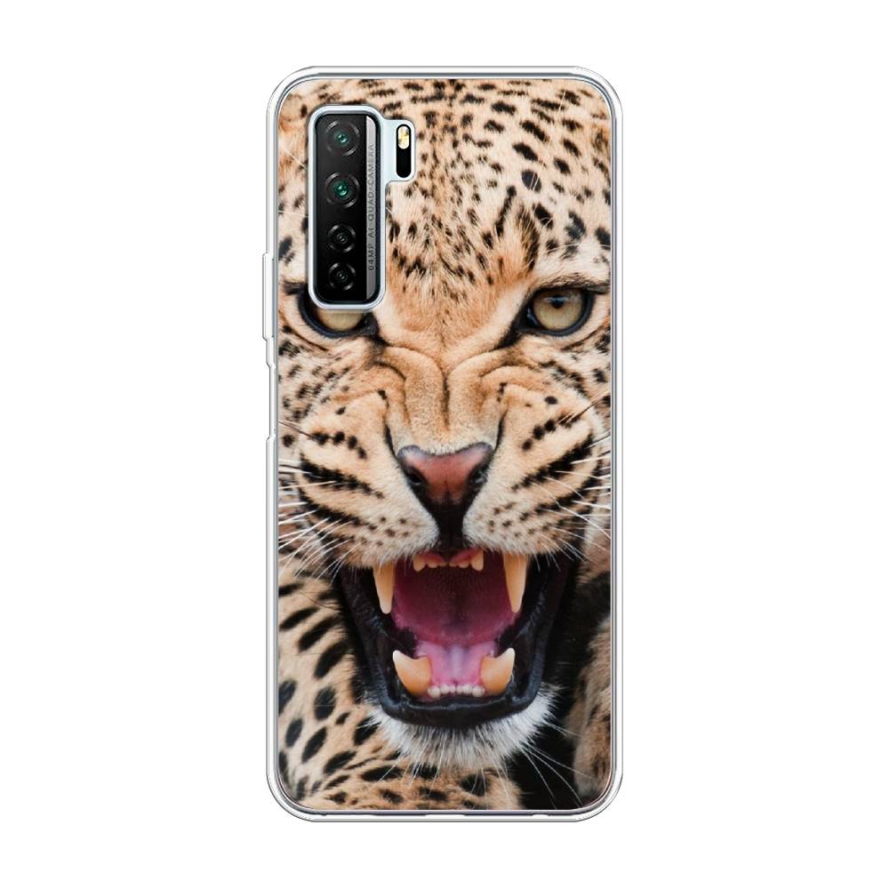 

Чехол на Huawei Nova 7 SE "Леопард 3d", Бежевый;черный, 6102950-6