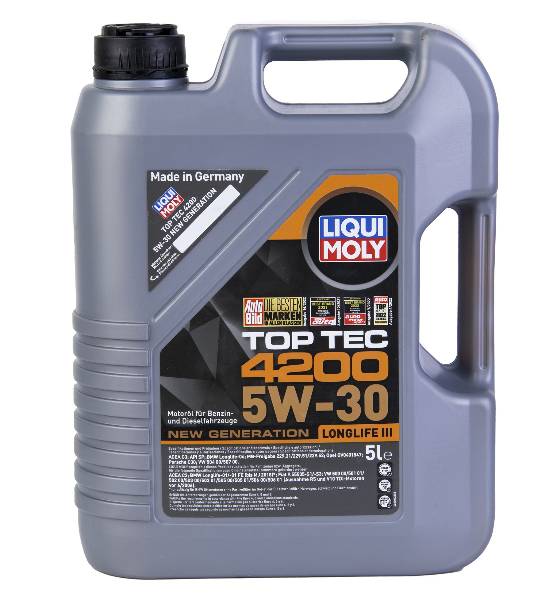 Моторное масло LIQUI MOLY синтетическое Top Tec 4200 5W30 5л 100056322872