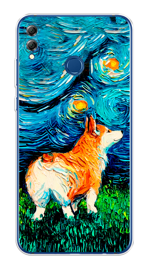 

Чехол на Honor 8X / Хонор 8Х "Корги звёздная ночь", Коричневый;белый;зеленый, 66750-1