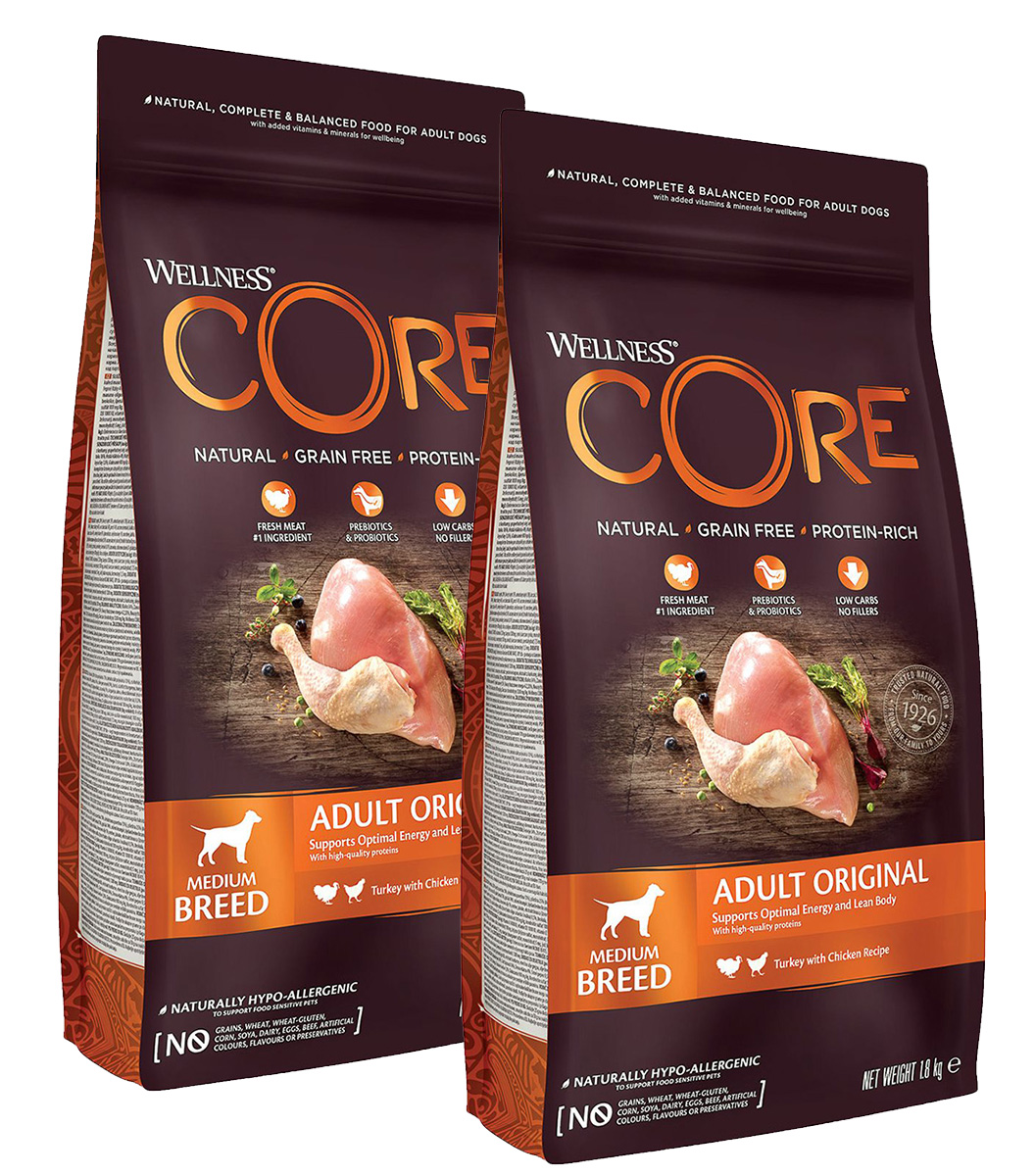

CORE CORE ORIGINAL DOG ADULT беззерновой для взрослых собак всех пород с индейкой и курице
