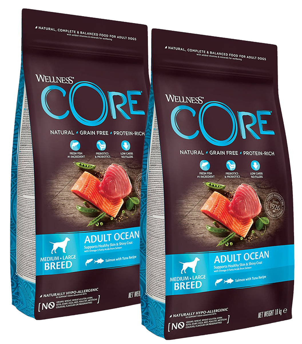 

CORE CORE OCEAN DOG ADULT беззерновой для взрослых собак средних и крупных пород с лососем