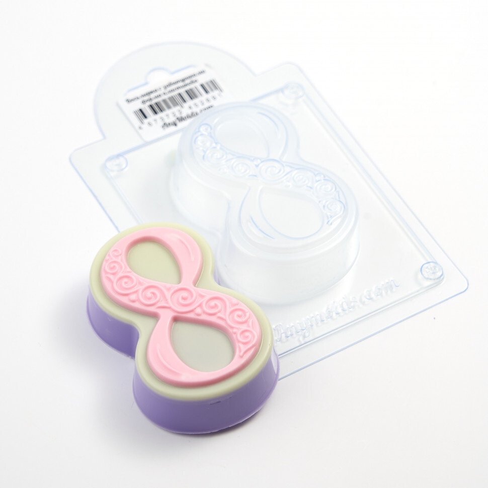 

Форма для шоколада пластиковая AnyMolds восьмерка с завитушками, Прозрачный