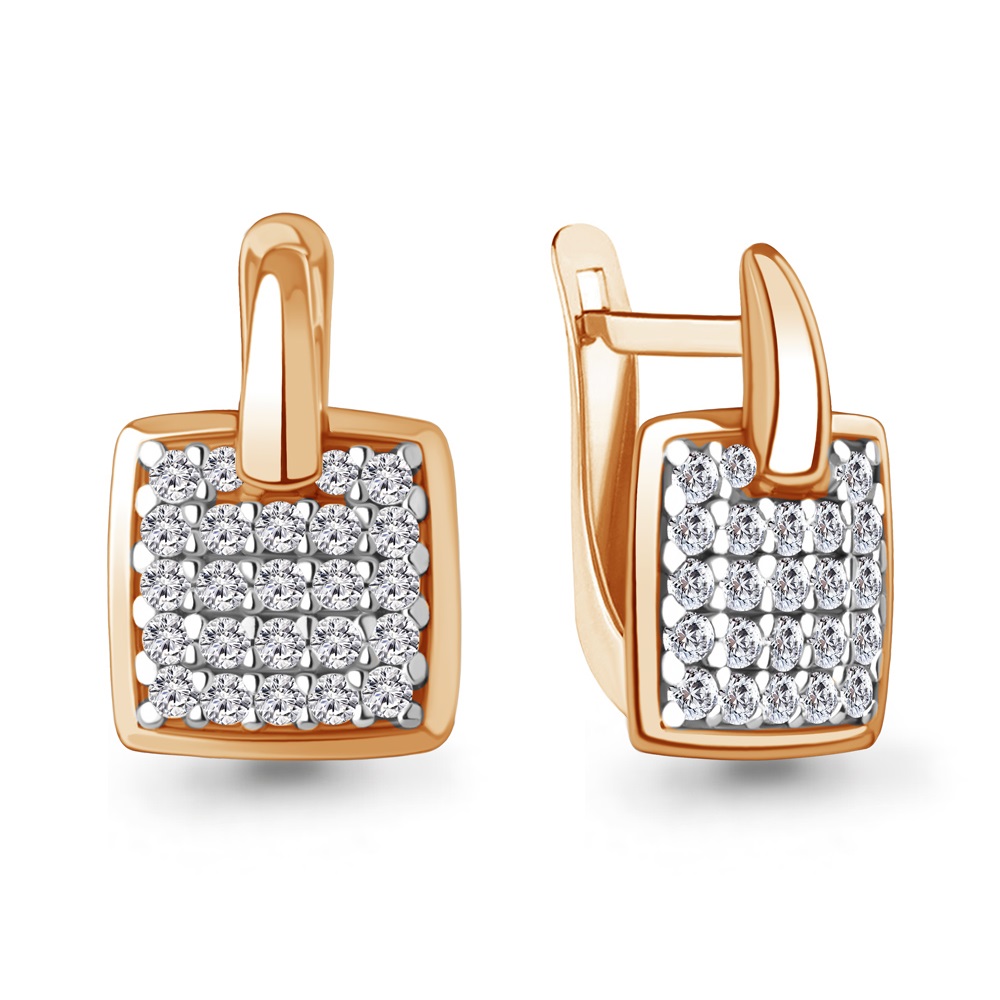 

Серьги из красного золота ЯХОНТ Золотой 2726846, фианит, 2726846