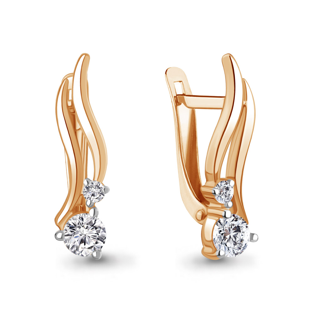 

Серьги из красного золота ЯХОНТ Золотой 2726842, фианит, 2726842