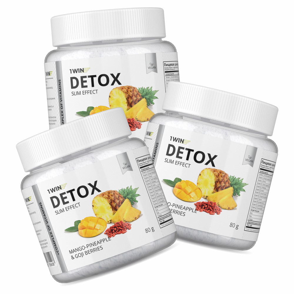 Набор Detox Slim Effect 1WIN с экстрактом Ягод Годжи Манго-Ананас порошок 80 г 3 шт.