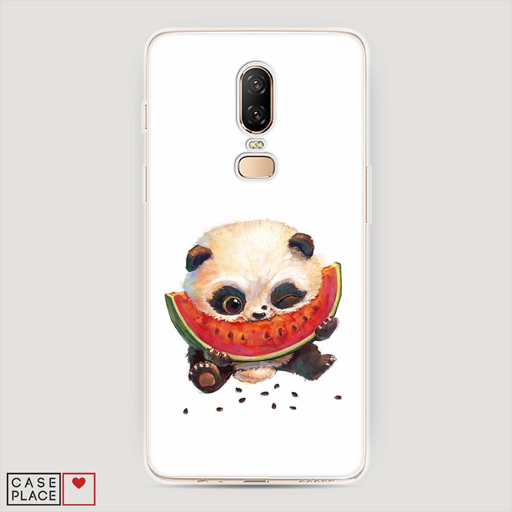 

Чехол Awog на OnePlus 6 / ВанПлас 6 "Малыш панды с арбузом", Белый;красный, 150550-1