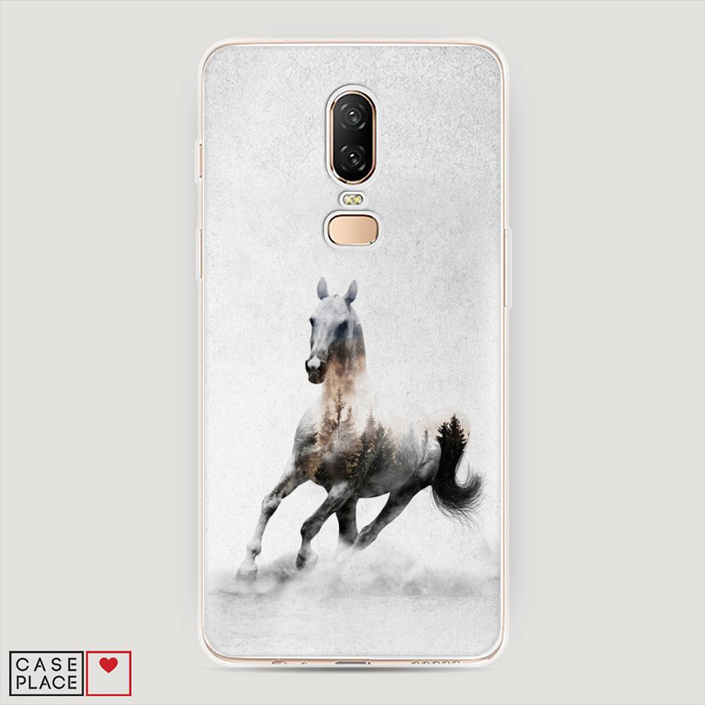 

Чехол Awog на OnePlus 6 / ВанПлас 6 "Лошадь лес", Серый;черный, 150550-2