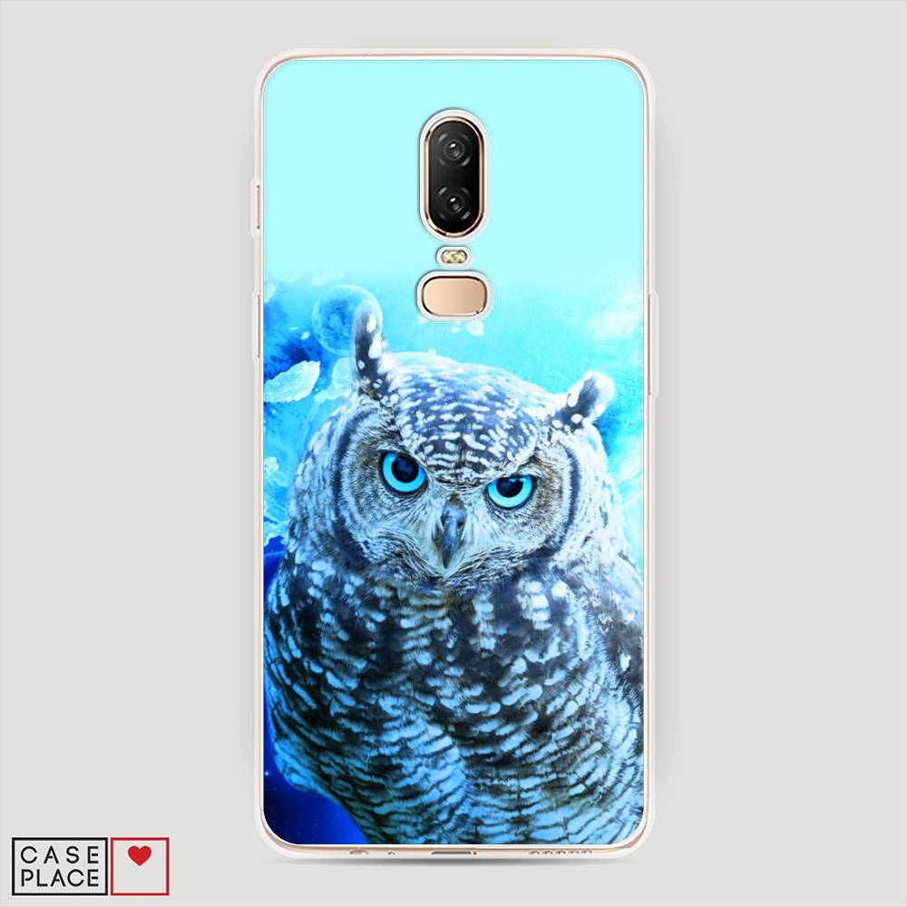 

Чехол Awog на OnePlus 6 / ВанПлас 6 "Сова арт 7", Синий;голубой, 150550-1