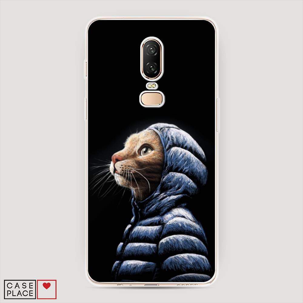 

Чехол Awog на OnePlus 6 / ВанПлас 6 "Кот в капюшоне", Черный;бежевый;синий, 150550-2