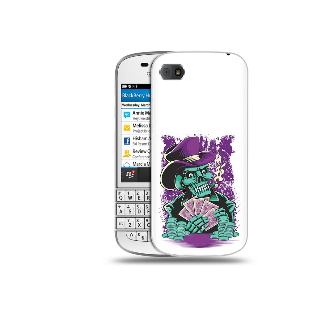 

Чехол MyPads Tocco для BlackBerry Q10 зеленый череп с картами, Прозрачный, Tocco