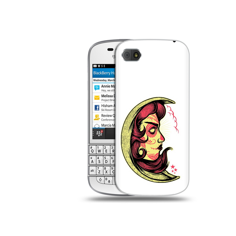 

Чехол MyPads Tocco для BlackBerry Q10 желтый полумесяц с лицом девушки, Прозрачный, Tocco