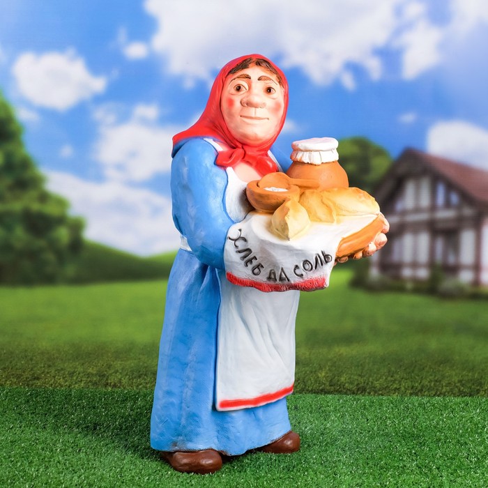 

Садовая фигура "Бабка "Хлеб да соль!" 53х23х32см, Разноцветный