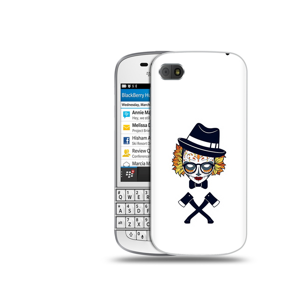 

Чехол MyPads Tocco для BlackBerry Q10 девушка в маске с топорами рисунок, Прозрачный, Tocco